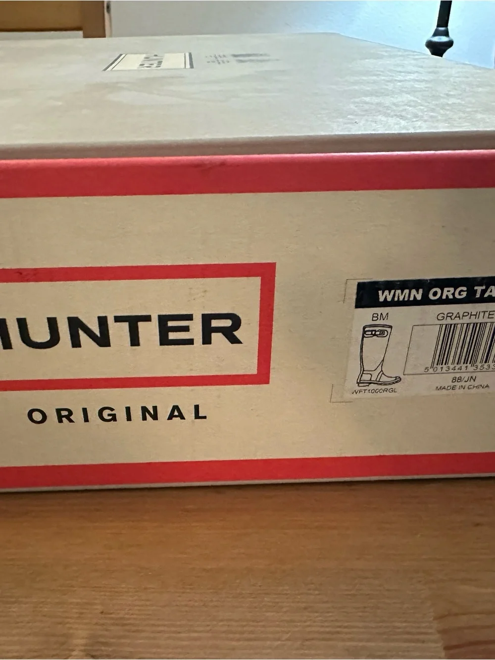 Hunter Original Tall Gloss Rain Boots Graphite Gray Size 6 w/ Box